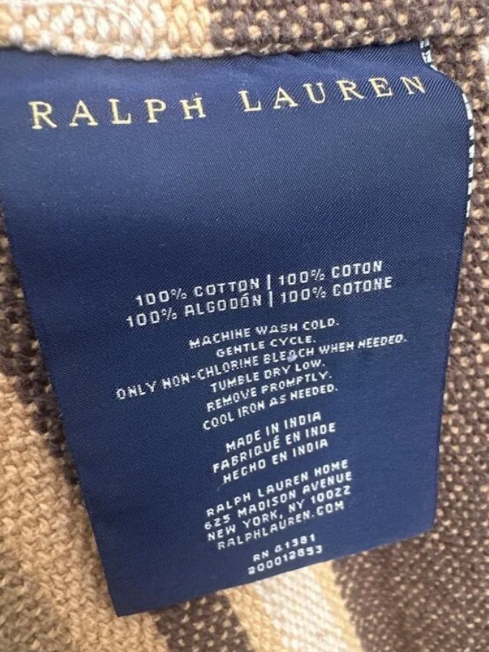 RARE Ralph Lauren Northern Cape 100% Cotton Striped Blanket - King